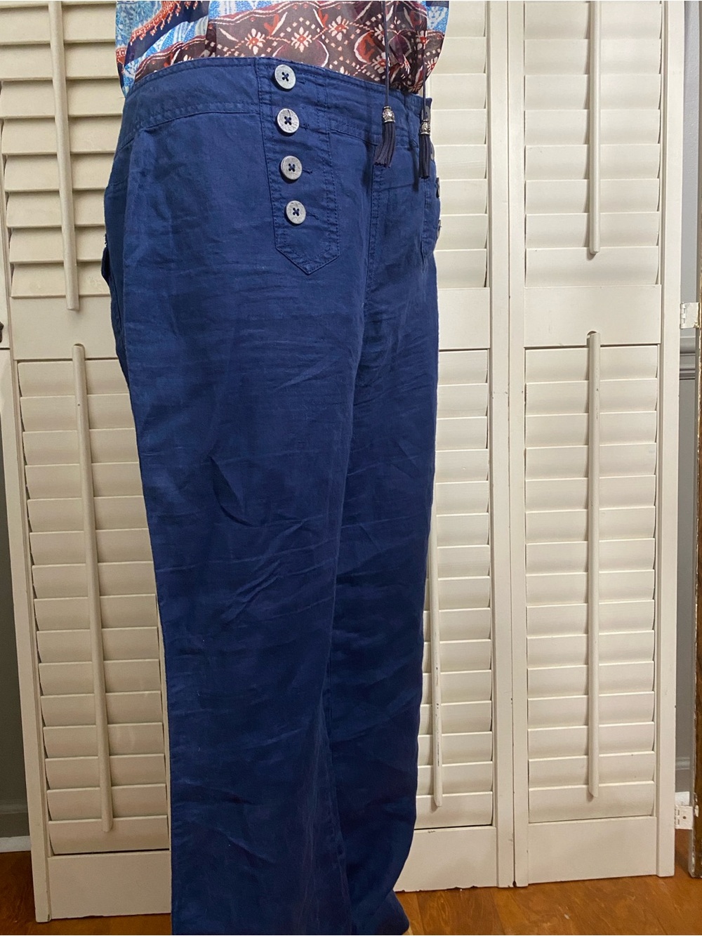 Like New Cynthia Rowley Navy Blue Navy  Button-Accent Chinos